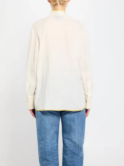 Valentino Garavani Floral Embroidery Shirt Shirt And Blouse Beige In Brown