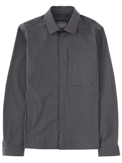 Herno Collared Jacket Long Sleeves Front Pocket In Gray