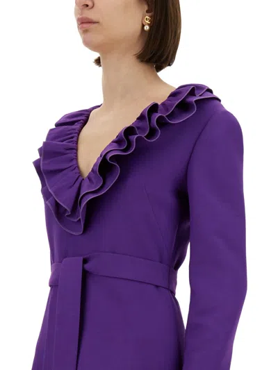Valentino Crepe Couture Embellished Minidress In Purple