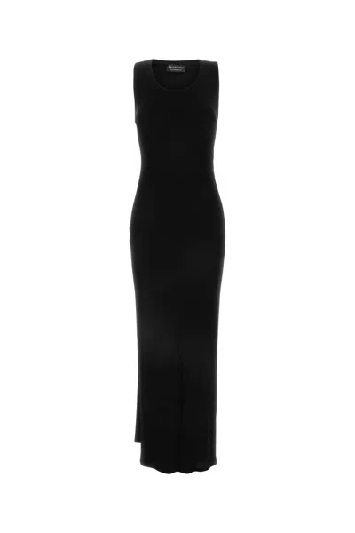 Balenciaga Women Ribbed Jersey Sleeveless Dress In Black