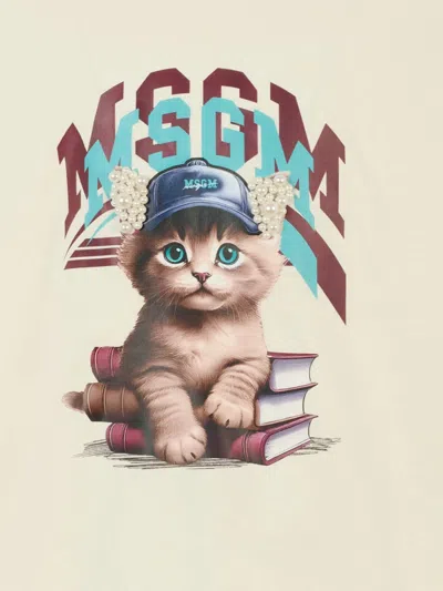 Msgm "kitty" Logo T-shirt In Multi