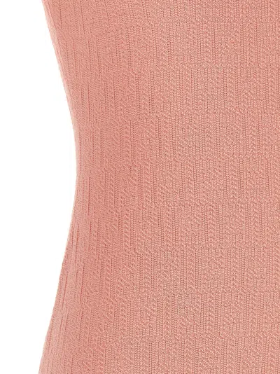 Fendi Women Cotton And Silk Blend Short Dress With All-over Ff Motif In Pink