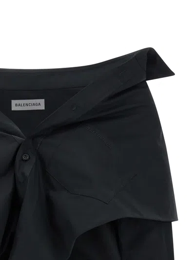 Balenciaga Off Shoulder Crop Shirt Long Sleeves In Black