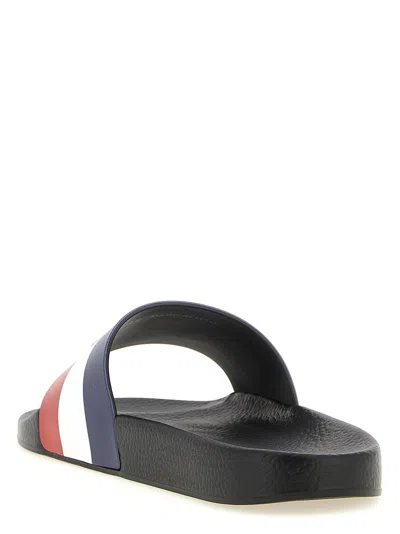 Moncler Basile Rubber Slides Logo Strap In Multi