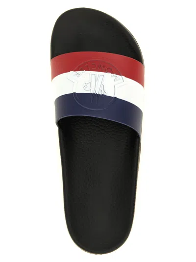 Moncler Basile Rubber Slides Logo Strap In Multi