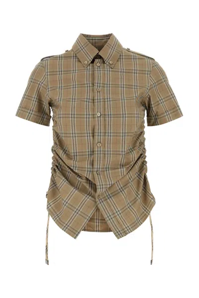 Burberry Women Embroidered Poplin Shirt In Brown