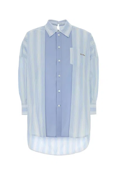 Marni Light Blue Regular Solid Shirt In Blue