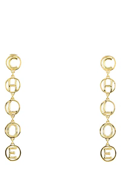 Chloé Script Dangling Earrings In Gold
