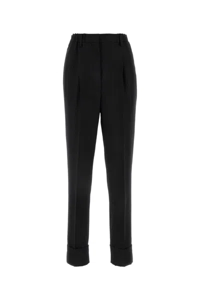 Prada Black Wool Blend Pant In Black