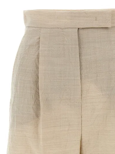 Max Mara Front Pleated Shorts With Back Buttoned Pockets In Brown