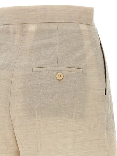 Max Mara Front Pleated Shorts With Back Buttoned Pockets In Brown