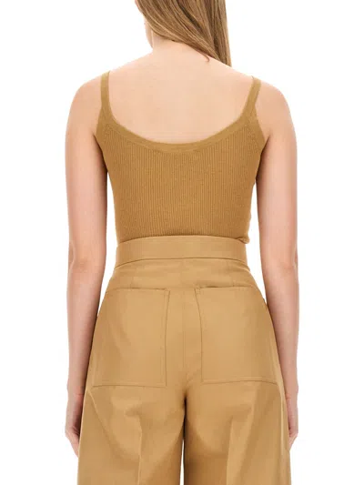 Max Mara Gallura Silk-blend V-neck Top In Nude