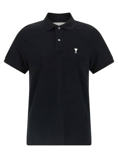 Ami Alexandre Mattiussi Black Polo Shirt With Ami De Coeur Logo Embroidered On The Front In Cotton Man In Multi