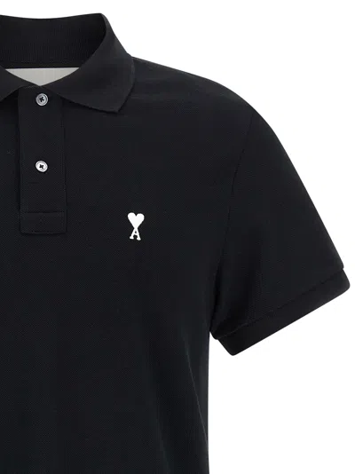 Ami Alexandre Mattiussi Black Polo Shirt With Ami De Coeur Logo Embroidered On The Front In Cotton Man In Multi