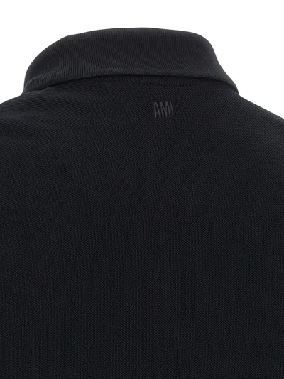 Ami Alexandre Mattiussi Black Polo Shirt With Ami De Coeur Logo Embroidered On The Front In Cotton Man In Multi