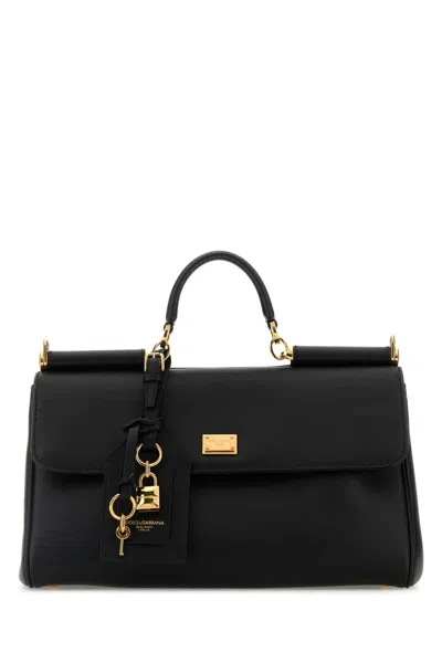 Dolce & Gabbana Black Handbag With Padlock Detail And Adjustable And Removable Shoulder Strap In Leather Woman
