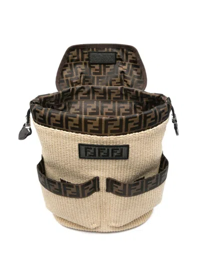 Fendi Kids Chiccodi Riso Kids Backpack In Brown