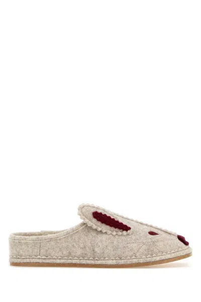 Bode Men Grey Fabric Rabbit Slippers In Neutral
