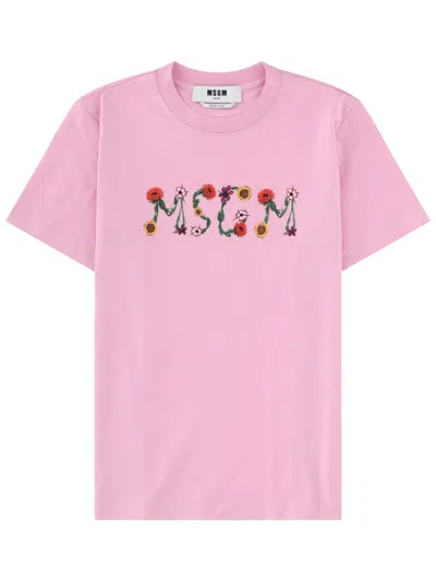 Msgm T-shirt Con Logo In Pink