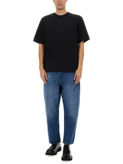 Studio Nicholson Bric T-shirt Blue Regular Fit In Black