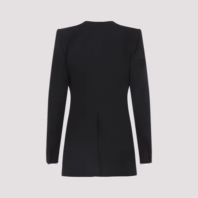 Tom Ford Black Collarless Wool Jacket In Black