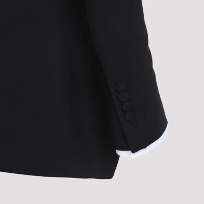 Tom Ford Black Collarless Wool Jacket In Black
