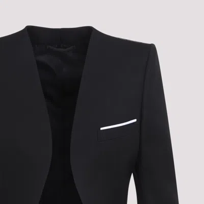 Tom Ford Black Collarless Wool Jacket In Black