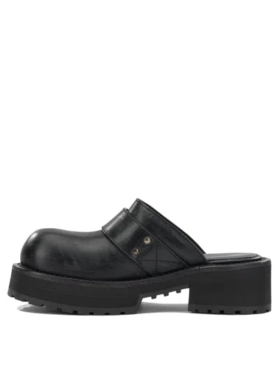 Balenciaga Venom Round Toe Leather Chunky Mules In Black