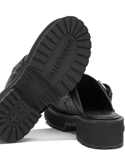 Balenciaga Venom Round Toe Leather Chunky Mules In Black