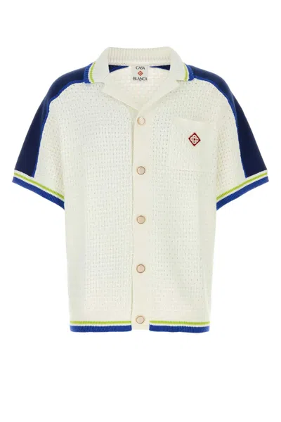 Casablanca Contrasting Trims Chest Pocket Logo-embroidered Short-sleeve Button-up Shirt In Multi