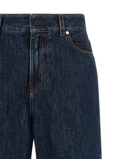 Fendi High-waisted And Straight Leg Five-pocket Jeans Clothing In Blue