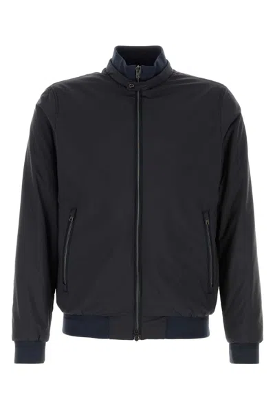 Herno Jacket High Collar Side Zip Pockets In Black