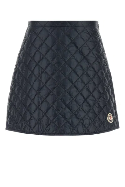 Moncler Quilted Black Skirt With Glossy Finish And Wrap Style