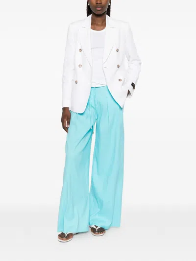 Ermanno Linen Cotton Elastane Pants In Blue