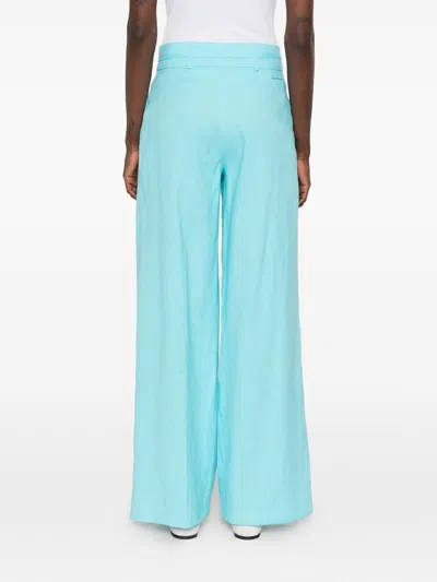 Ermanno Linen Cotton Elastane Pants In Blue