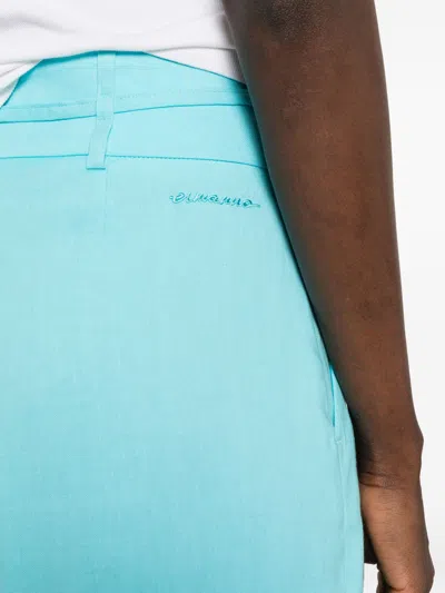 Ermanno Linen Cotton Elastane Pants In Blue
