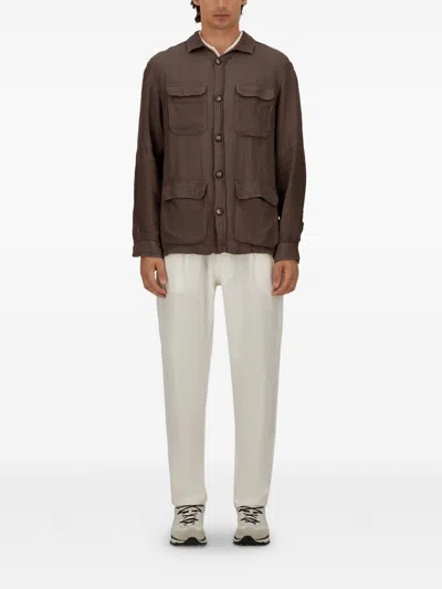Herno Linen Flap-pocket Shirt Jacket In Multi