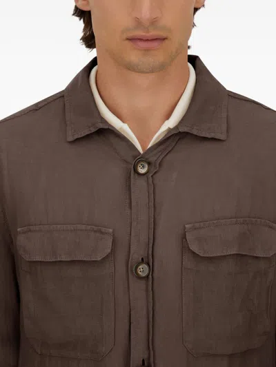 Herno Linen Flap-pocket Shirt Jacket In Multi