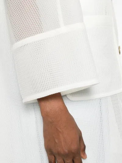 Herno Polyester Double-breasted Mesh Coat In White