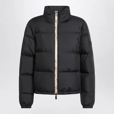 Burberry Nylon Parka With Elastic Cuffs And High Collar In Black