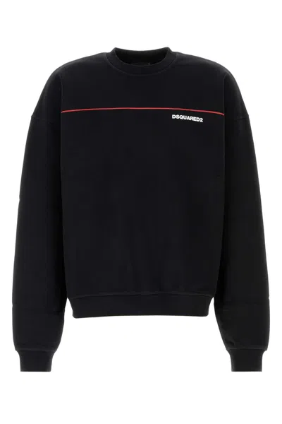 Dsquared2 Cotton Sweatshirt Crew Neck Long Sleeves In Black