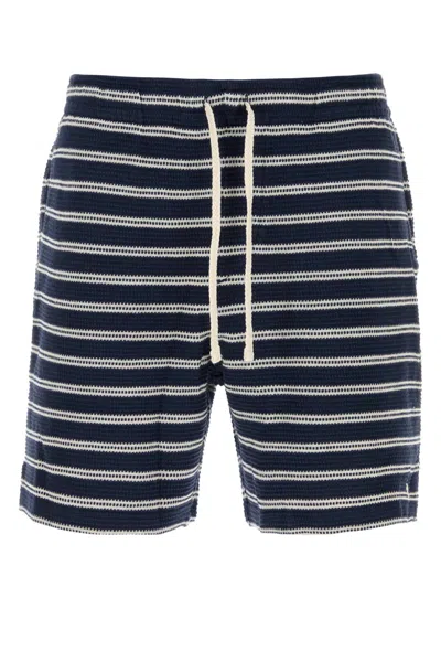 Polo Ralph Lauren Cotton Club Bar Stripe Textured Pull On Short In Blue