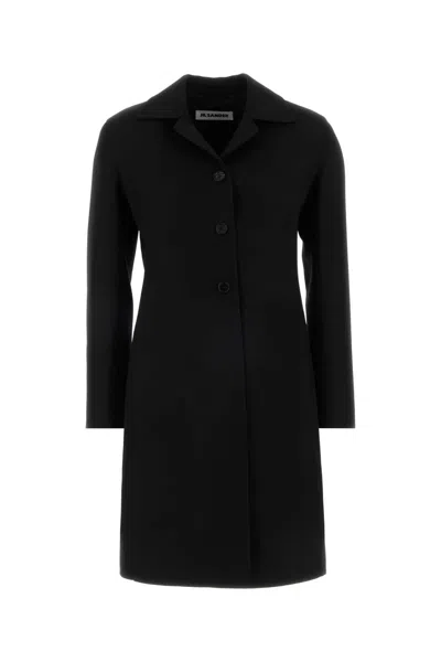 Jil Sander Twill-weave Single-breasted Coat In Black