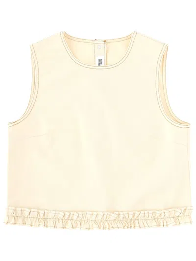 Baum Und Pferdgarten White Solid Round Neck Top In Brown