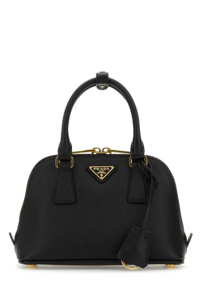 Prada Zip-up Top Handle Bag In Black