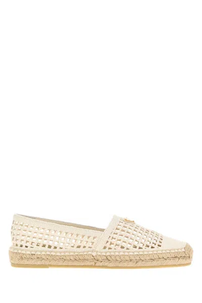 Prada Ivory Slip On Espadrilles In White