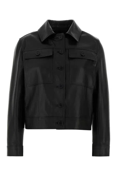 Santoro Buttoned Leather Jacket In Black
