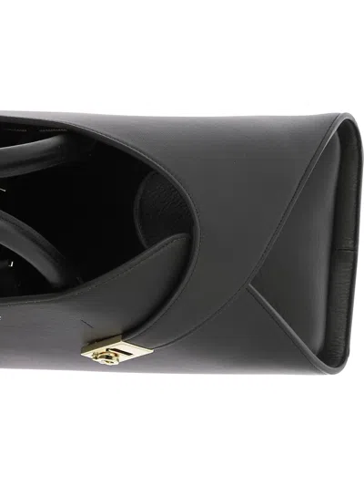 Ferragamo Medium Hug Leather Top Handle Bag In Black