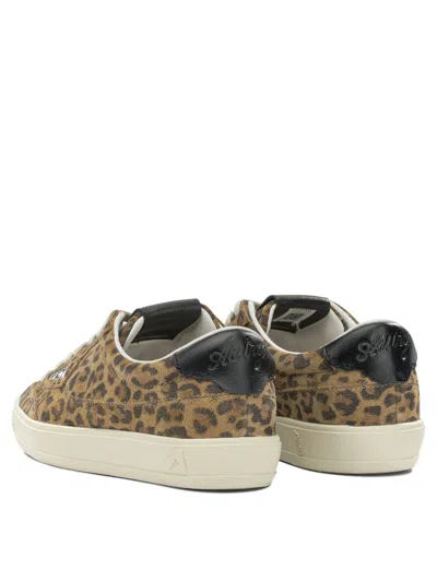 Autry Windscape Low Sneakers In Leopard And Black Suede In Animal Print
