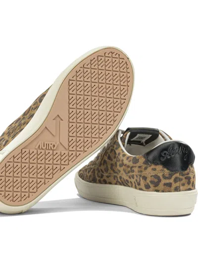 Autry Windscape Low Sneakers In Leopard And Black Suede In Animal Print